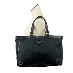 Gucci Black GG Monogram Top Handle Abbey East West Tote Bag